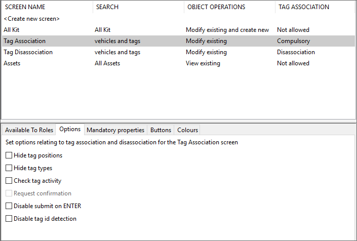 Example Form Settings for Manual Tag Association