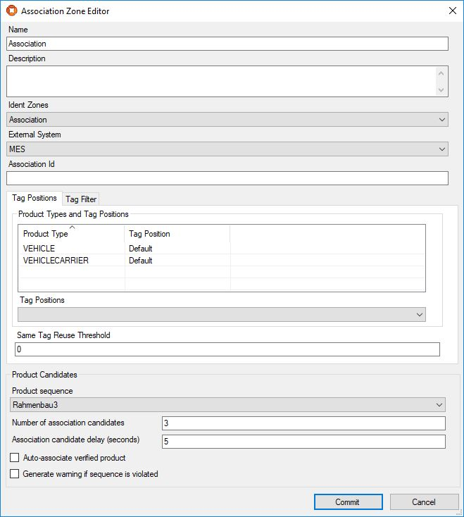 screenshot of association zone editor