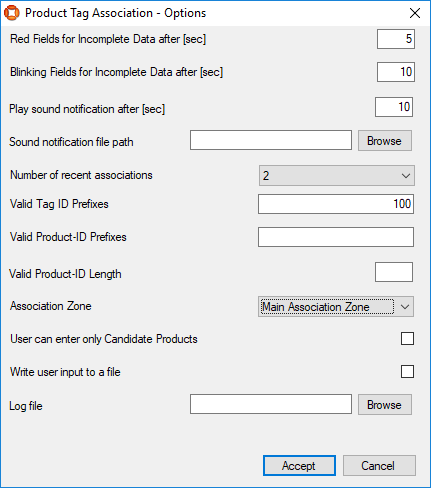 product tag association screen with association zone added